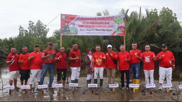 Lestarikan Alam, Kodim 0105/Abar Gerakkan Penanaman 800 Bibit Mangrove di Pantai Suak Timah