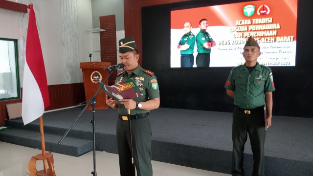 Dandim 0105/Abar Pimpin Upacara Tradisi Wisuda Purnawira Dan Penerimaan Personel Baru