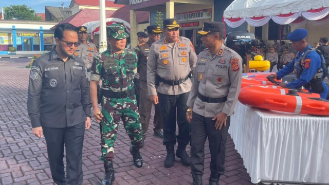Dandim 0105/Abar Letkol Inf S Kembaren,S.E.,M.I.P.,CFrA Hadiri Apel Kesiapan Tanggap Bencana di Kantor Polres Aceh Barat