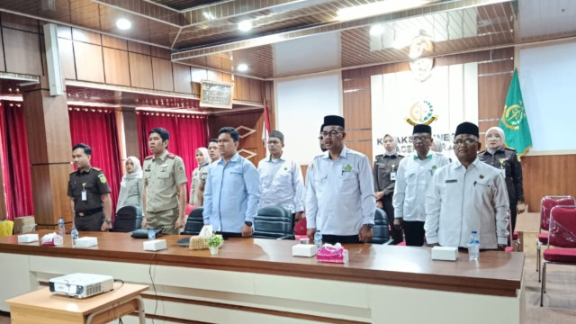 Kakankemenag Aceh Utara Ikuti Zoom Meeting dan Teken Kerja Sama Percepatan Sertifikasi Tanah Wakaf