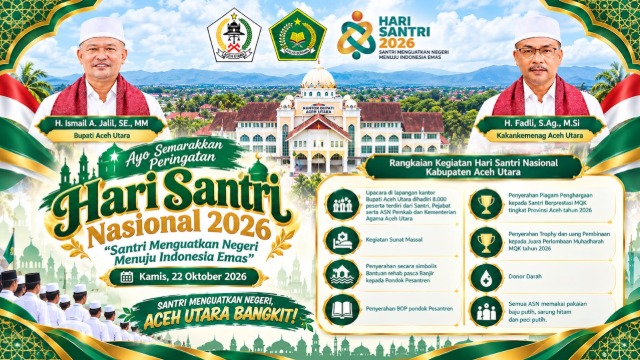 Kemenag Aceh Utara dan Pemkab Bersinergi, Hari Santri 2026 Dipusatkan di Lapangan Kantor Bupati